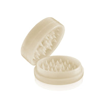 Thumbnail for GrindX Herb & Spice Grinder Plastic Glow-In-Dark Green Teeth Half Open 2-Piece 2.2-Inch Made In The USA.