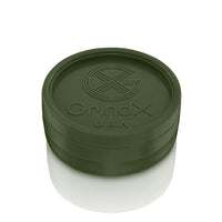 Thumbnail for GrindX Herb & Spice Grinder Plastic Green Closed Flat 2-Piece 2.2-Inch Made In The USA.