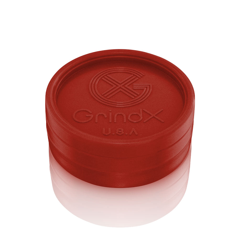 GrindX Herb & Spice Grinder Plastic Red Closed Flat 2-Piece 2.2-Inch Made In The USA.