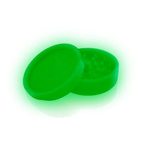 Thumbnail for GrindX Herb & Spice Grinder Plastic Glow-Green Open Flat 2-Piece 2.2-Inch Made In The USA.