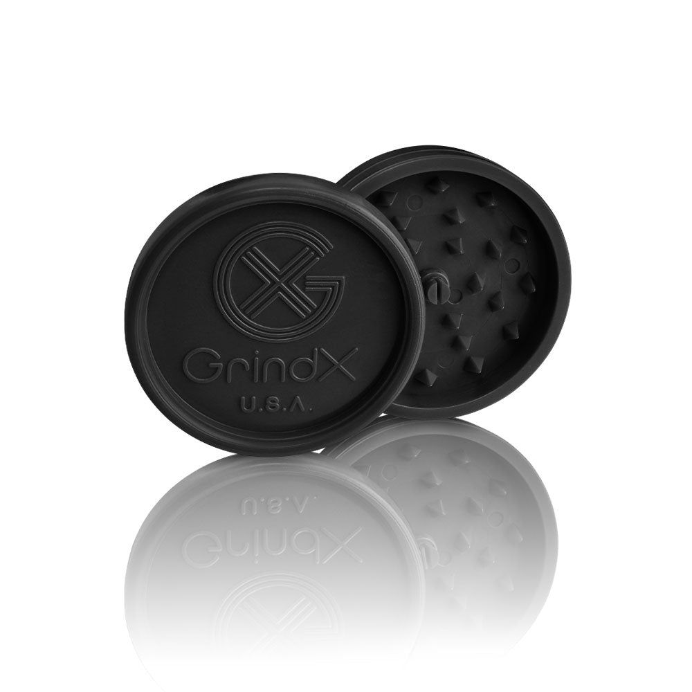 GrindX Herb & Spice Grinder Plastic Black Standing Teeth Open 2-Piece 2.2-Inch Made In The USA.